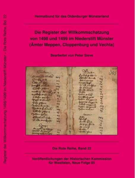 Rote Reihe 22 - Die Register der Willkommschatzung von 1498 und 1499 im Niederstift Münster